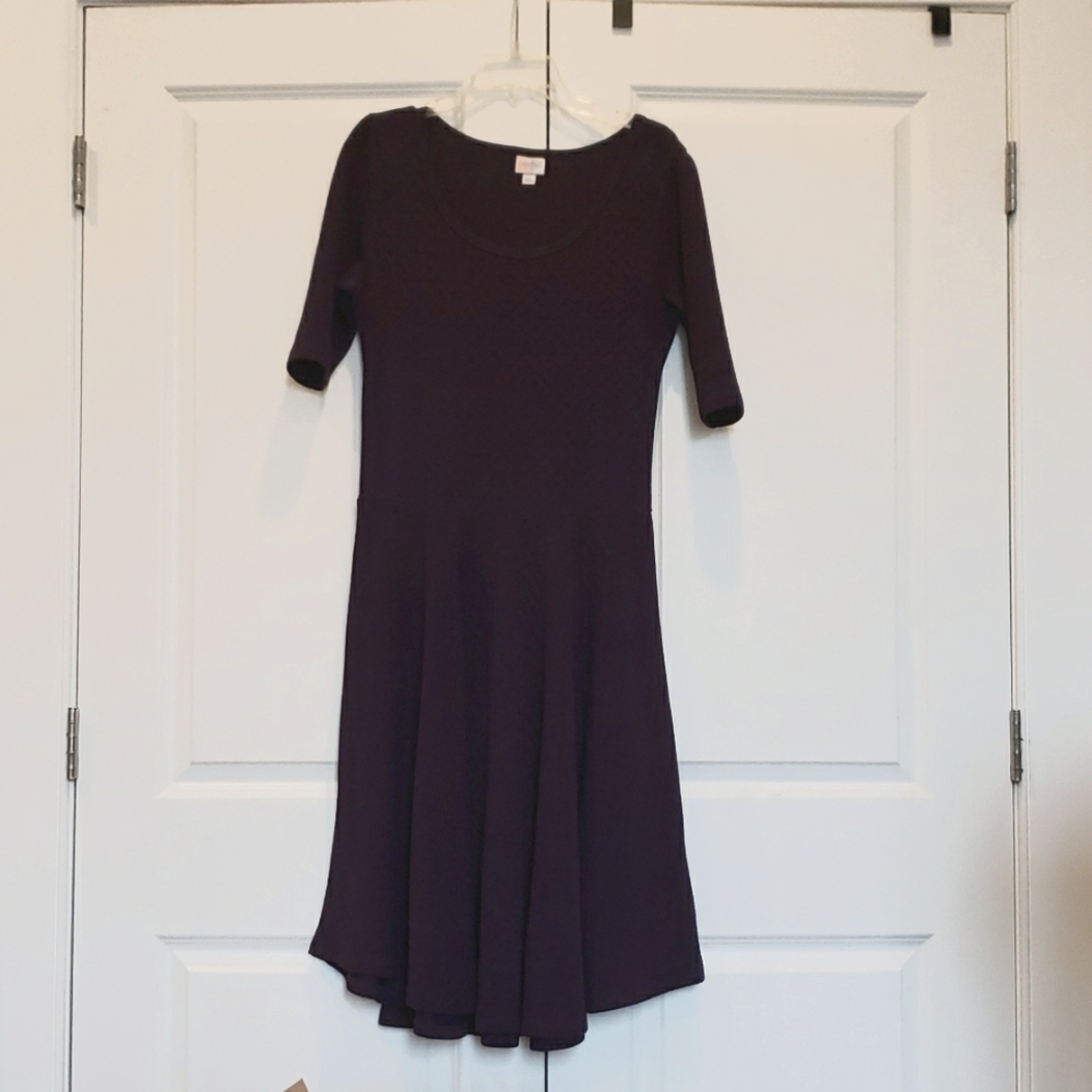 LuLaRoe L Nicole dress- textured dark purple